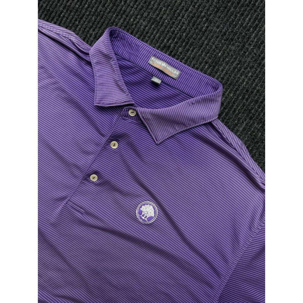 Peter Millar Summer Comfort Men’s Polo Color Purple With White Stripes Size XL